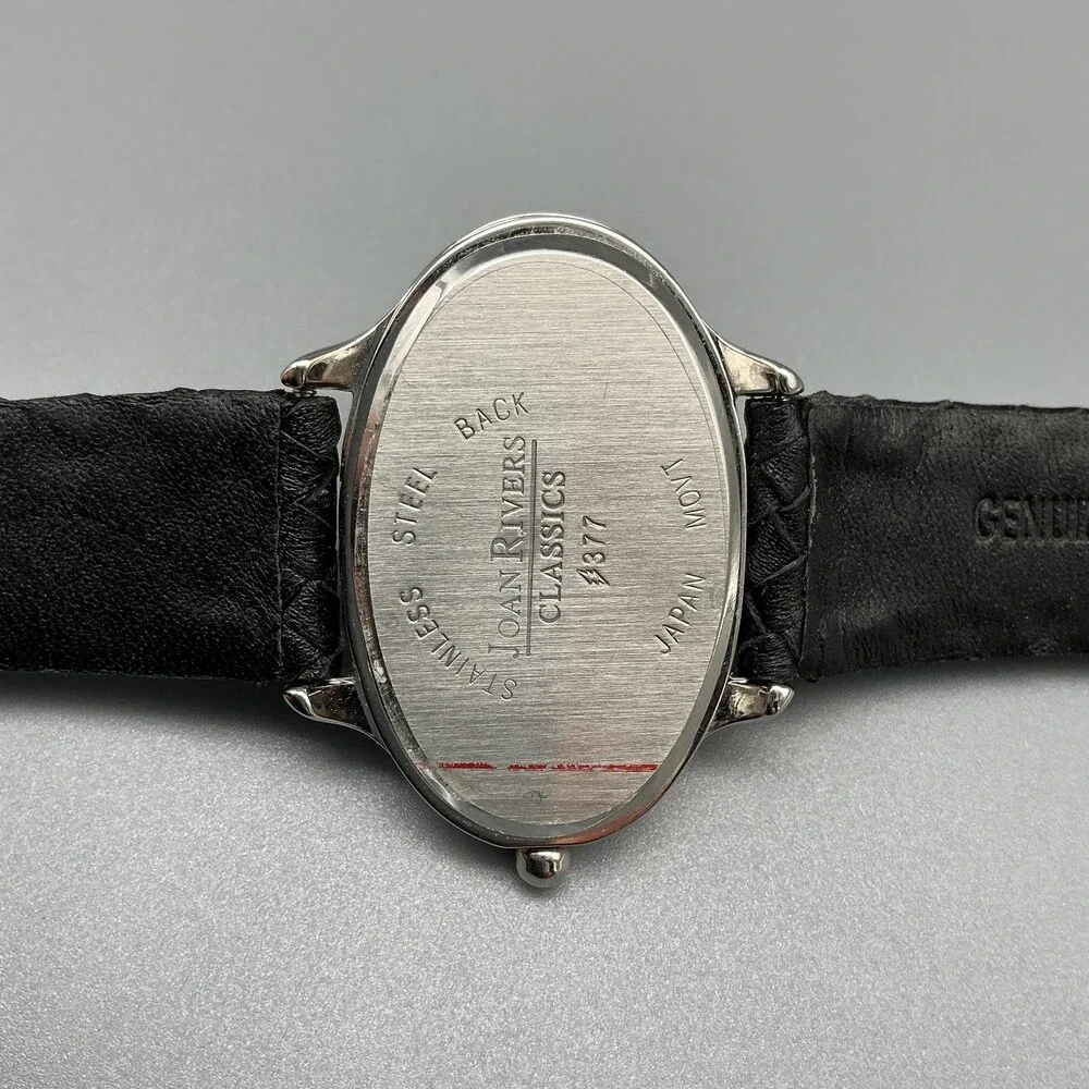 Joan Rivers Classics Womens Watch 40mm Black Dial Braided Leather New Battery